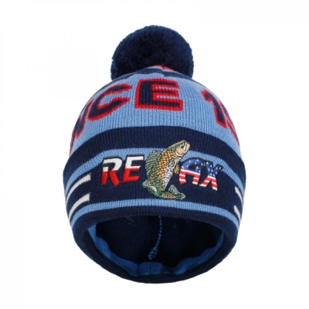Фирменная вязанная шапка Relax(синяя с красным)